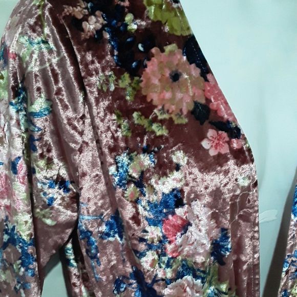 Women's Velour Jacket,  Cardigan Meraki Floural  Jacket, NWT, XL - Picture 3 of 10
